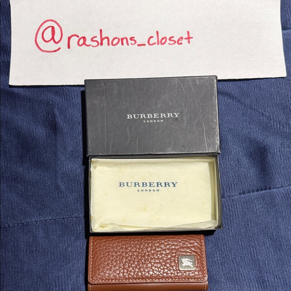 Burberry Textured Brown Leather Card Holder